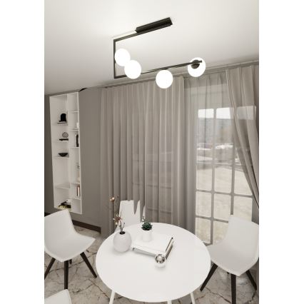 Lampadario a sospensione con supporto rigido SOMA 4xE14/10W/230V nero/bianco