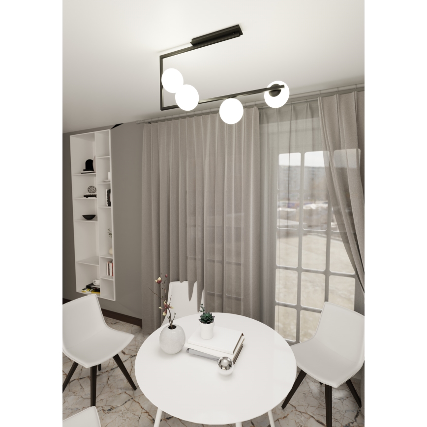 Lampadario a sospensione con supporto rigido SOMA 4xE14/10W/230V nero/bianco