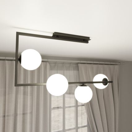 Lampadario a sospensione con supporto rigido SOMA 4xE14/10W/230V nero/bianco