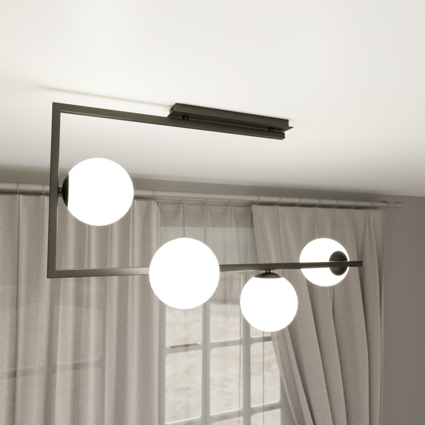 Lampadario a sospensione con supporto rigido SOMA 4xE14/10W/230V nero/bianco