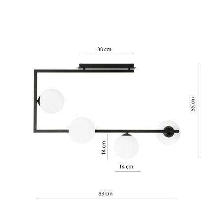 Lampadario a sospensione con supporto rigido SOMA 4xE14/10W/230V nero/bianco