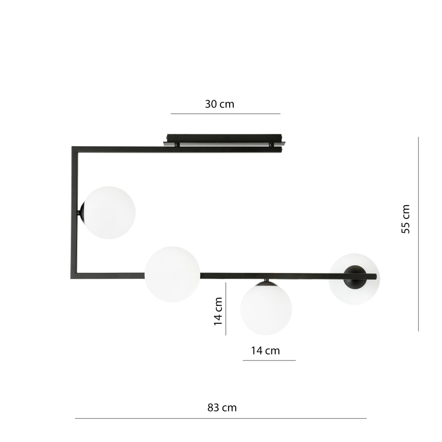 Lampadario a sospensione con supporto rigido SOMA 4xE14/10W/230V nero/bianco