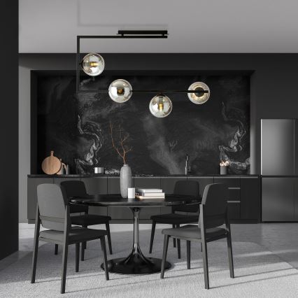Lampadario a sospensione con supporto rigido SOMA 4xE14/10W/230V nero/grigio
