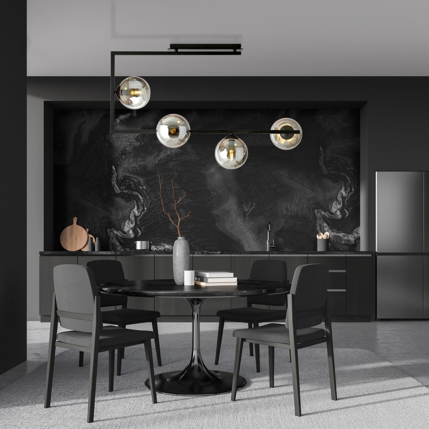Lampadario a sospensione con supporto rigido SOMA 4xE14/10W/230V nero/grigio