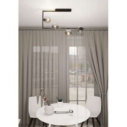Lampadario a sospensione con supporto rigido SOMA 4xE14/10W/230V nero/grigio