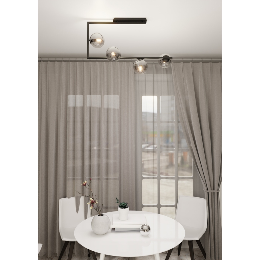 Lampadario a sospensione con supporto rigido SOMA 4xE14/10W/230V nero/grigio