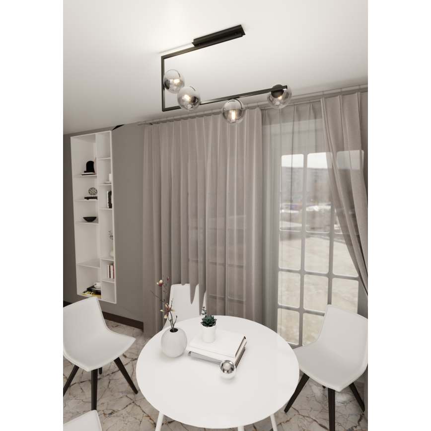 Lampadario a sospensione con supporto rigido SOMA 4xE14/10W/230V nero/grigio