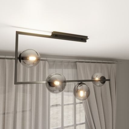 Lampadario a sospensione con supporto rigido SOMA 4xE14/10W/230V nero/grigio