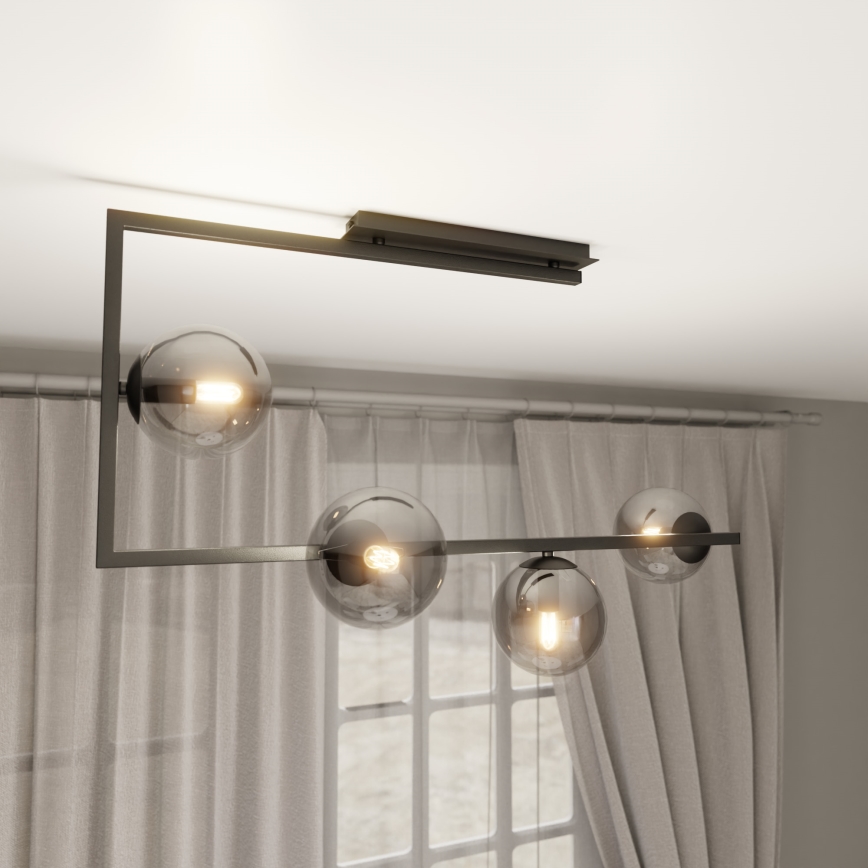 Lampadario a sospensione con supporto rigido SOMA 4xE14/10W/230V nero/grigio