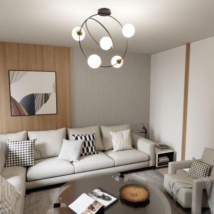 Lampadario a sospensione con supporto rigido STARDOM 5xE14/10W/230V nero/bianco