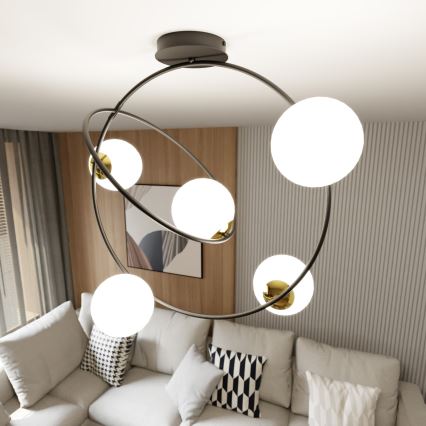 Lampadario a sospensione con supporto rigido STARDOM 5xE14/10W/230V nero/bianco