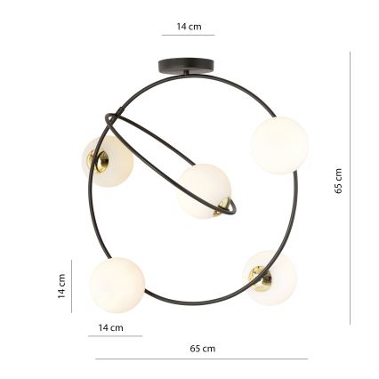 Lampadario a sospensione con supporto rigido STARDOM 5xE14/10W/230V nero/bianco