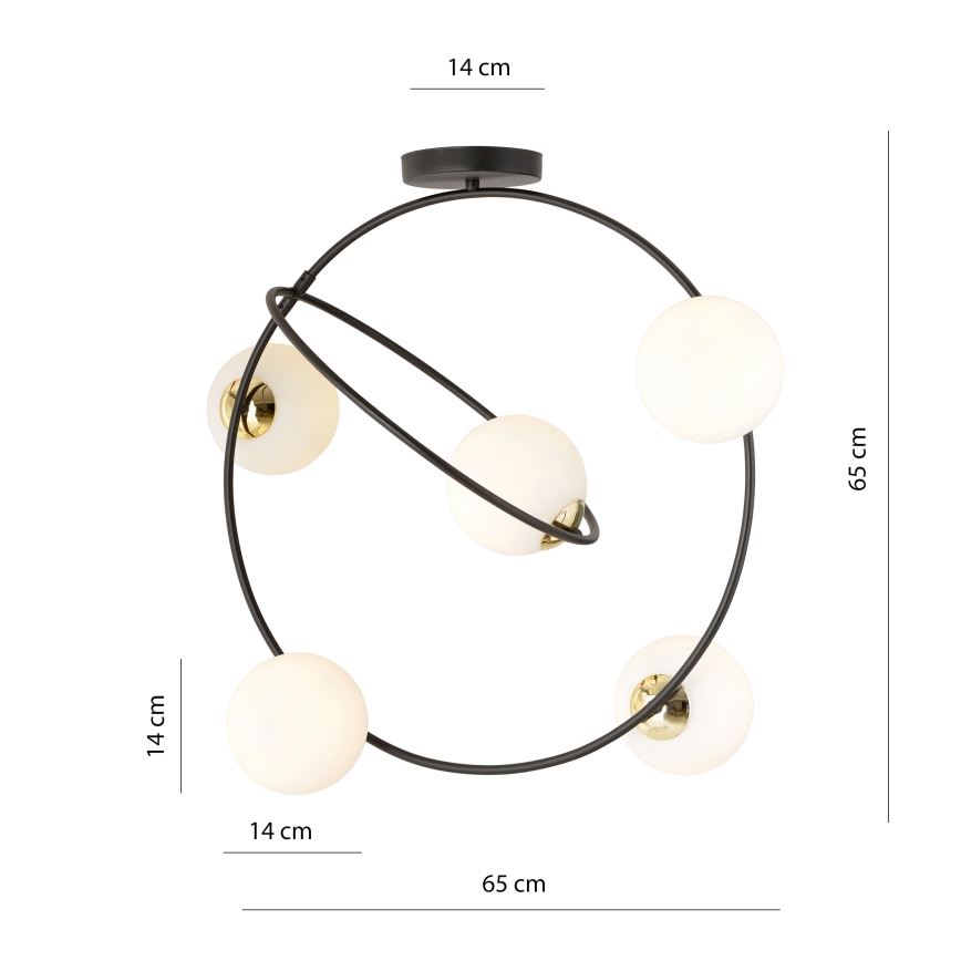 Lampadario a sospensione con supporto rigido STARDOM 5xE14/10W/230V nero/bianco