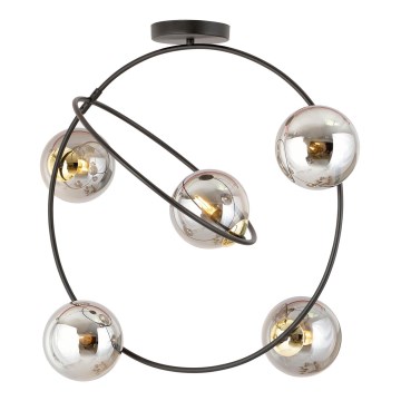 Lampadario a sospensione con supporto rigido STARDOM 5xE14/10W/230V nero/grigio