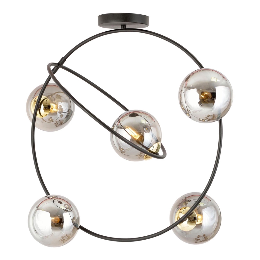 Lampadario a sospensione con supporto rigido STARDOM 5xE14/10W/230V nero/grigio