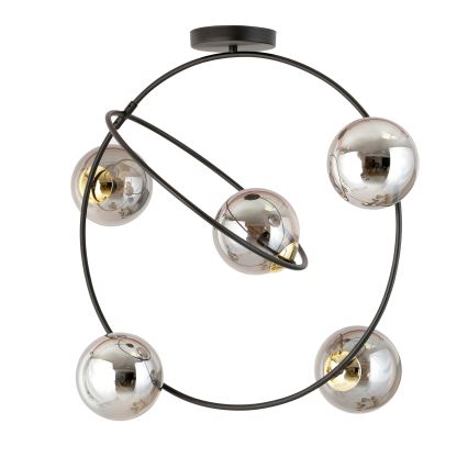 Lampadario a sospensione con supporto rigido STARDOM 5xE14/10W/230V nero/grigio