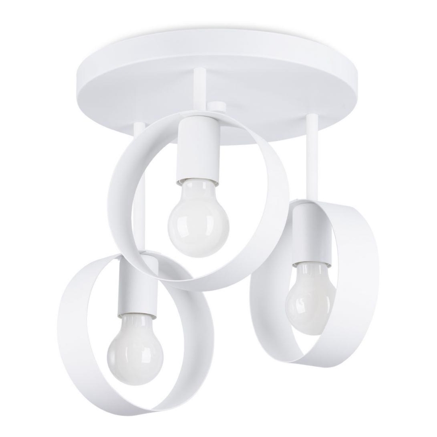 Lampadario a sospensione con supporto rigido TITRAN 3xE27/60W/230V bianco