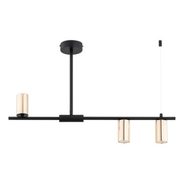 Lampadario a sospensione con supporto rigido URANOS 3xGU10/10W/230V nero/oro