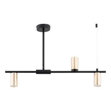 Lampadario a sospensione con supporto rigido URANOS 3xGU10/10W/230V nero/oro