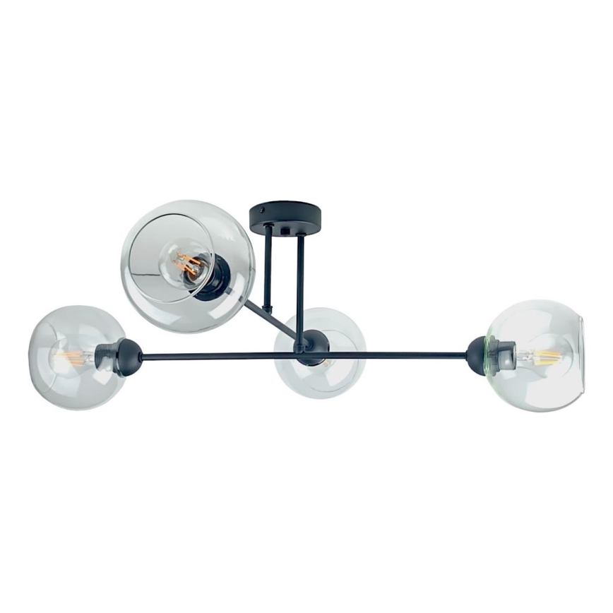 Lampadario a sospensione con supporto rigido VASCO 4xE27/60W/230V nero/limpido