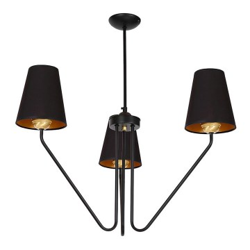 Lampadario a sospensione con supporto rigido VICTORIA 3xE27/60W/230V nero