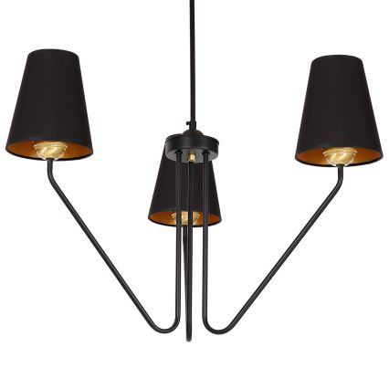 Lampadario a sospensione con supporto rigido VICTORIA 3xE27/60W/230V nero