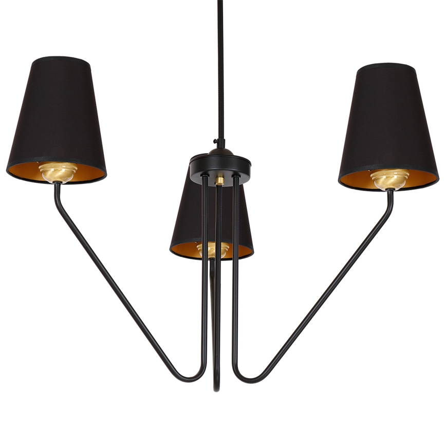 Lampadario a sospensione con supporto rigido VICTORIA 3xE27/60W/230V nero