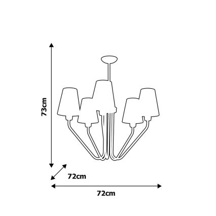 Lampadario a sospensione con supporto rigido VICTORIA 5xE27/60W/230V bianco