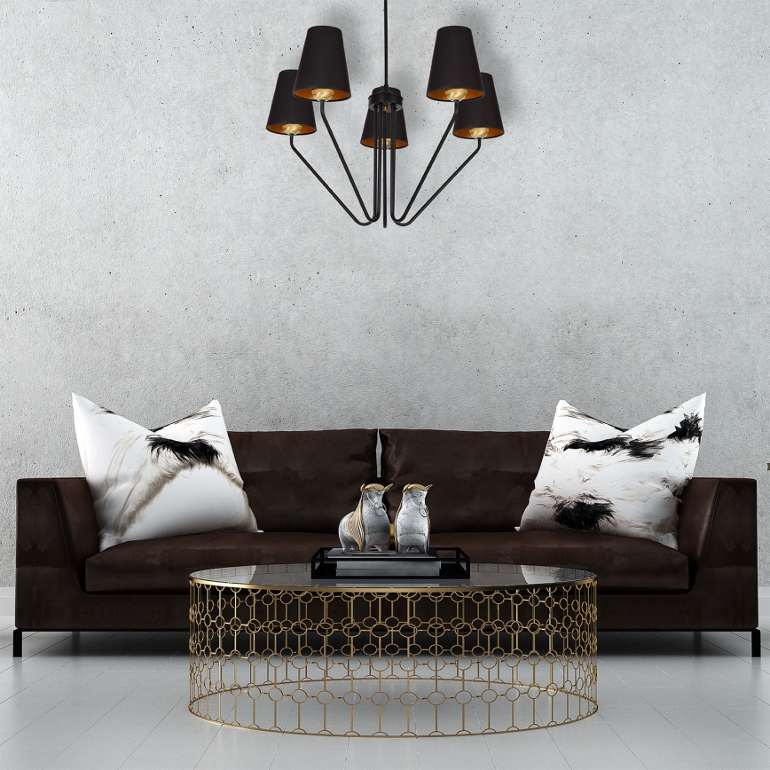 Lampadario a sospensione con supporto rigido VICTORIA 5xE27/60W/230V nero