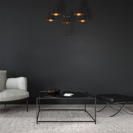 Lampadario a sospensione con supporto rigido VICTORIA 5xE27/60W/230V nero