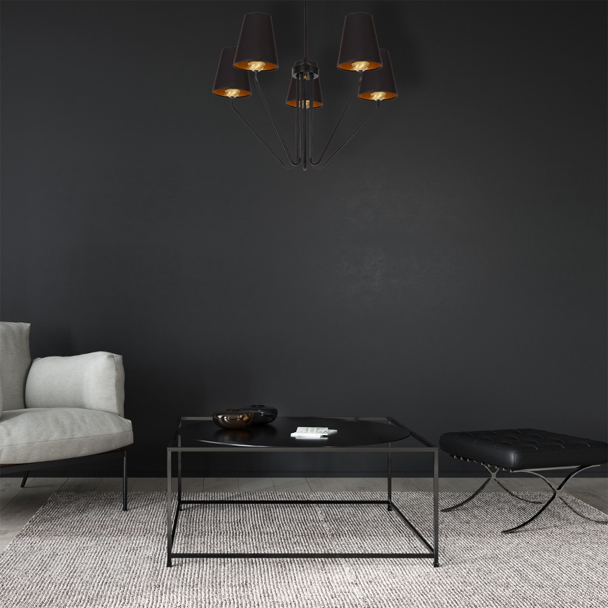 Lampadario a sospensione con supporto rigido VICTORIA 5xE27/60W/230V nero