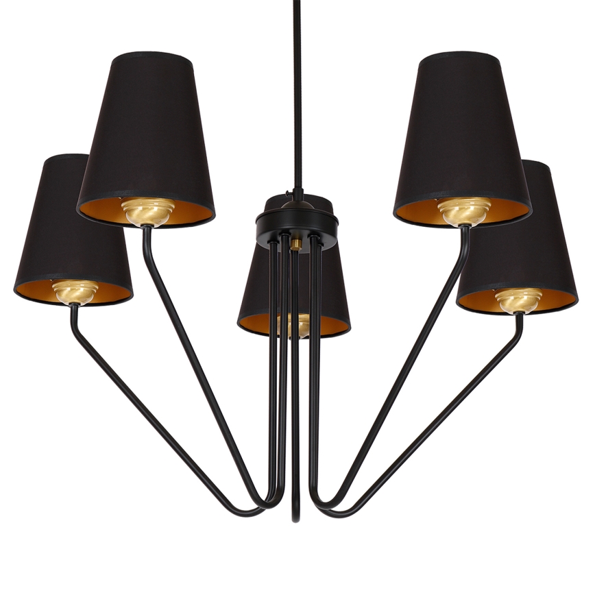 Lampadario a sospensione con supporto rigido VICTORIA 5xE27/60W/230V nero