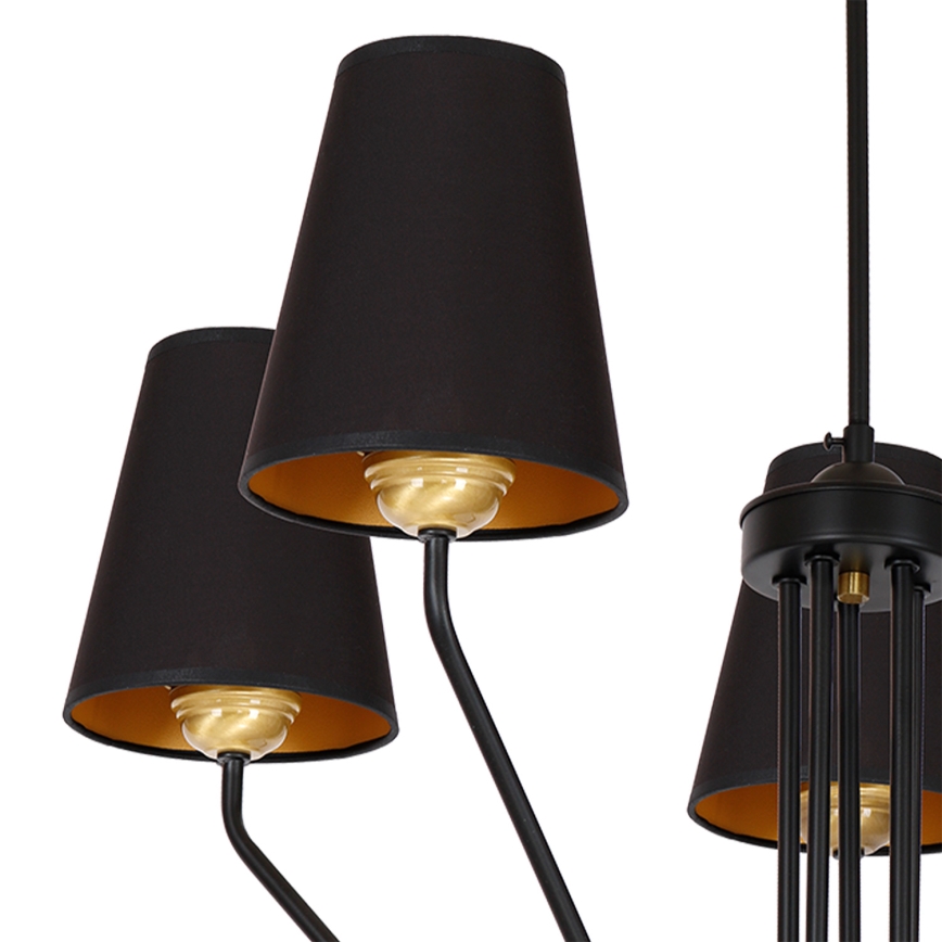 Lampadario a sospensione con supporto rigido VICTORIA 5xE27/60W/230V nero