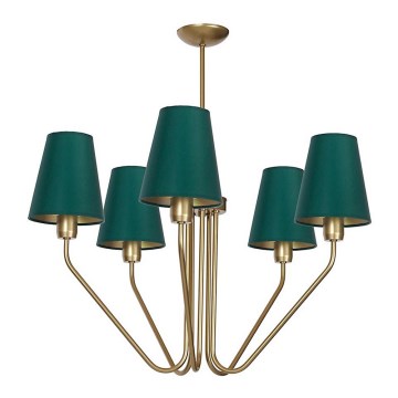 Lampadario a sospensione con supporto rigido VICTORIA 5xE27/60W/230V verde