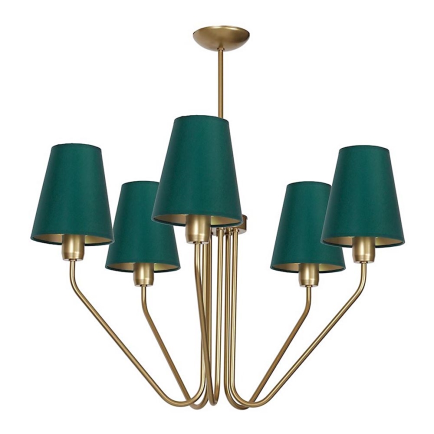 Lampadario a sospensione con supporto rigido VICTORIA 5xE27/60W/230V verde