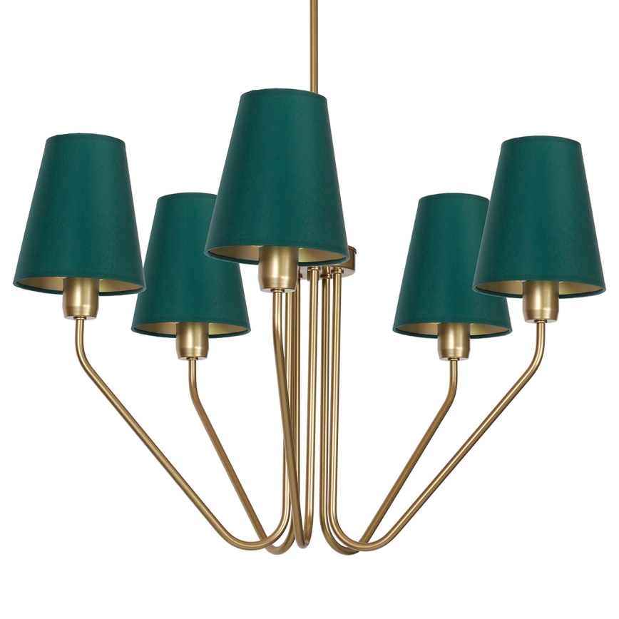 Lampadario a sospensione con supporto rigido VICTORIA 5xE27/60W/230V verde