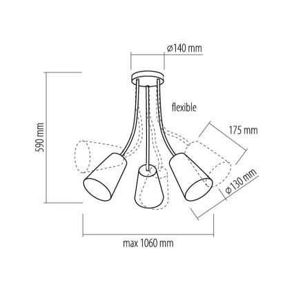 Lampadario a sospensione con supporto rigido WIRE COLOUR 3xE27/60W/230V