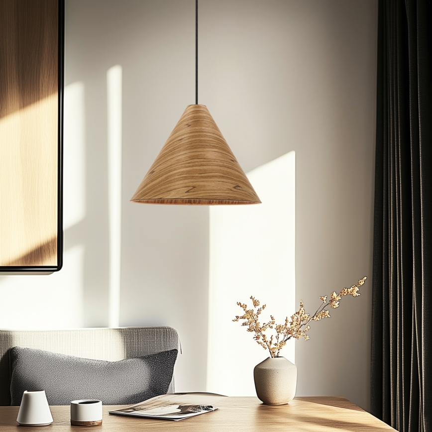 Lampadario a sospensione CONO 1xE27/40W/230V, impiallacciatura di rovere