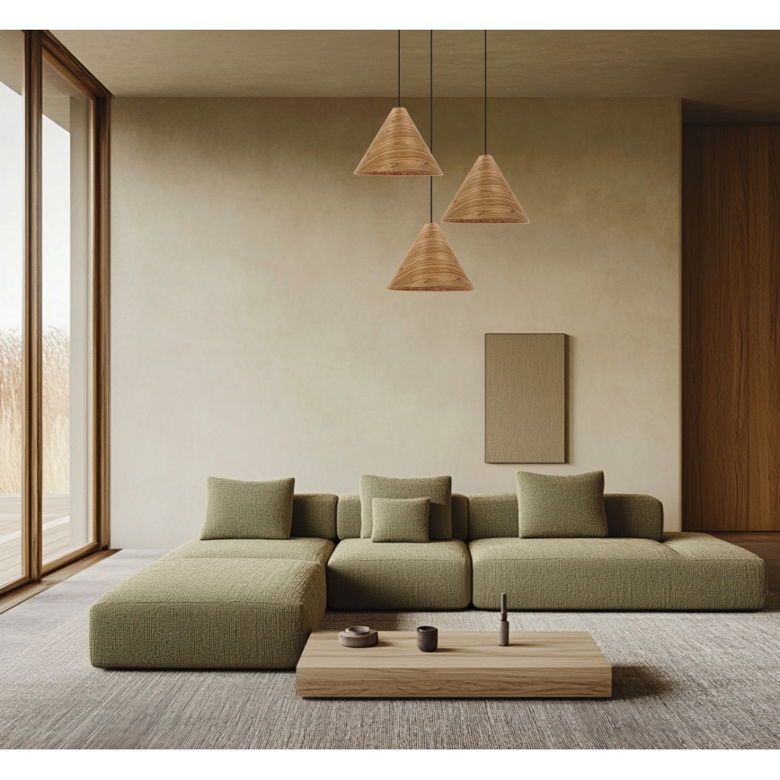 Lampadario a sospensione CONO 1xE27/40W/230V, impiallacciatura di rovere