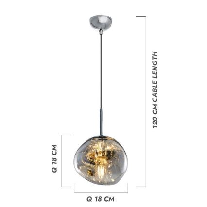 Lampadario a sospensione CRUMPLED con cavo 1xE27/24W/230V Ø 18 cm fumé