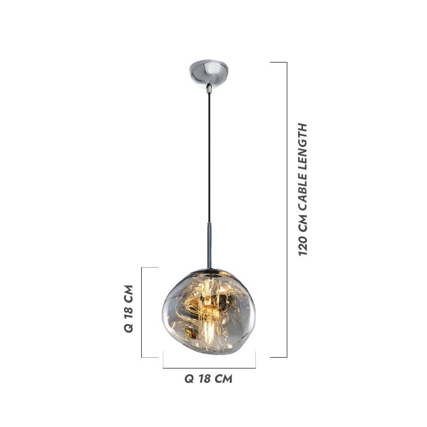 Lampadario a sospensione CRUMPLED con cavo 1xE27/24W/230V Ø 18 cm fumé