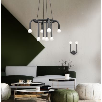 Lampadario a sospensione DELORI su cavo 8xG9/28W/230V nero
