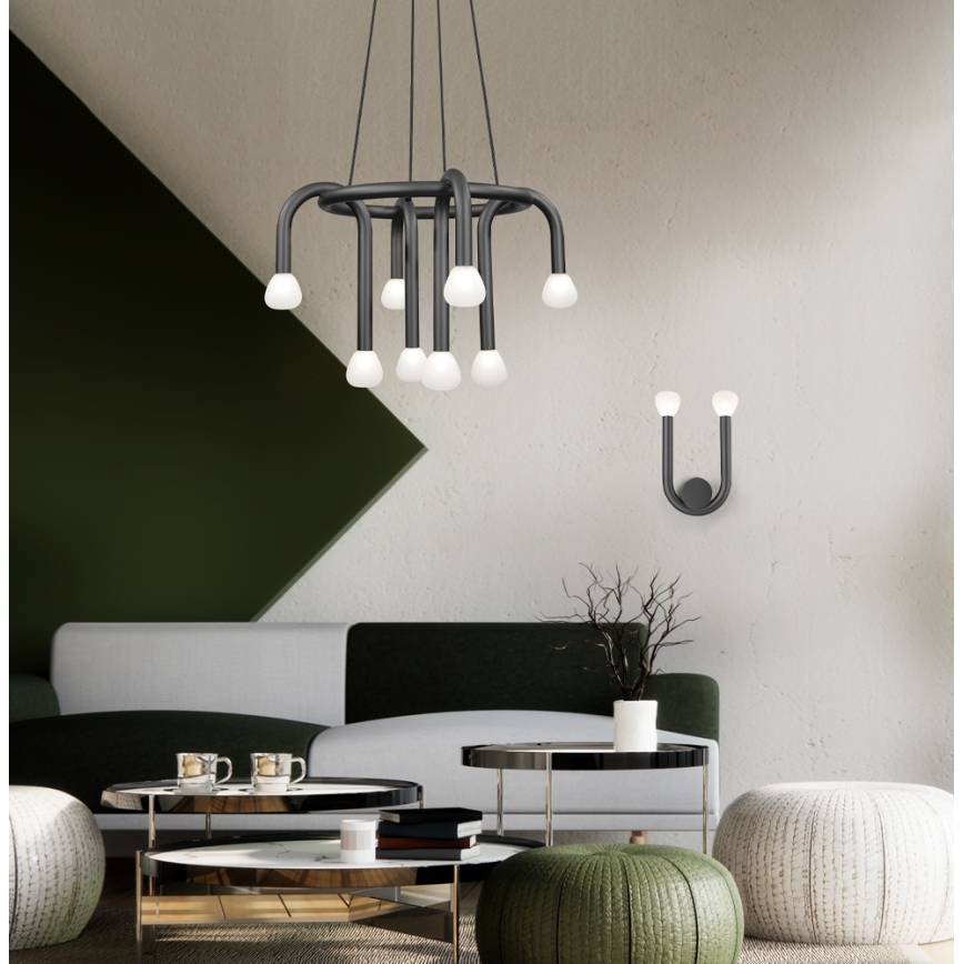 Lampadario a sospensione DELORI su cavo 8xG9/28W/230V nero