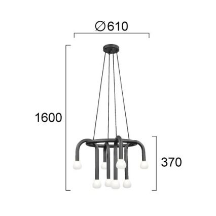 Lampadario a sospensione DELORI su cavo 8xG9/28W/230V nero