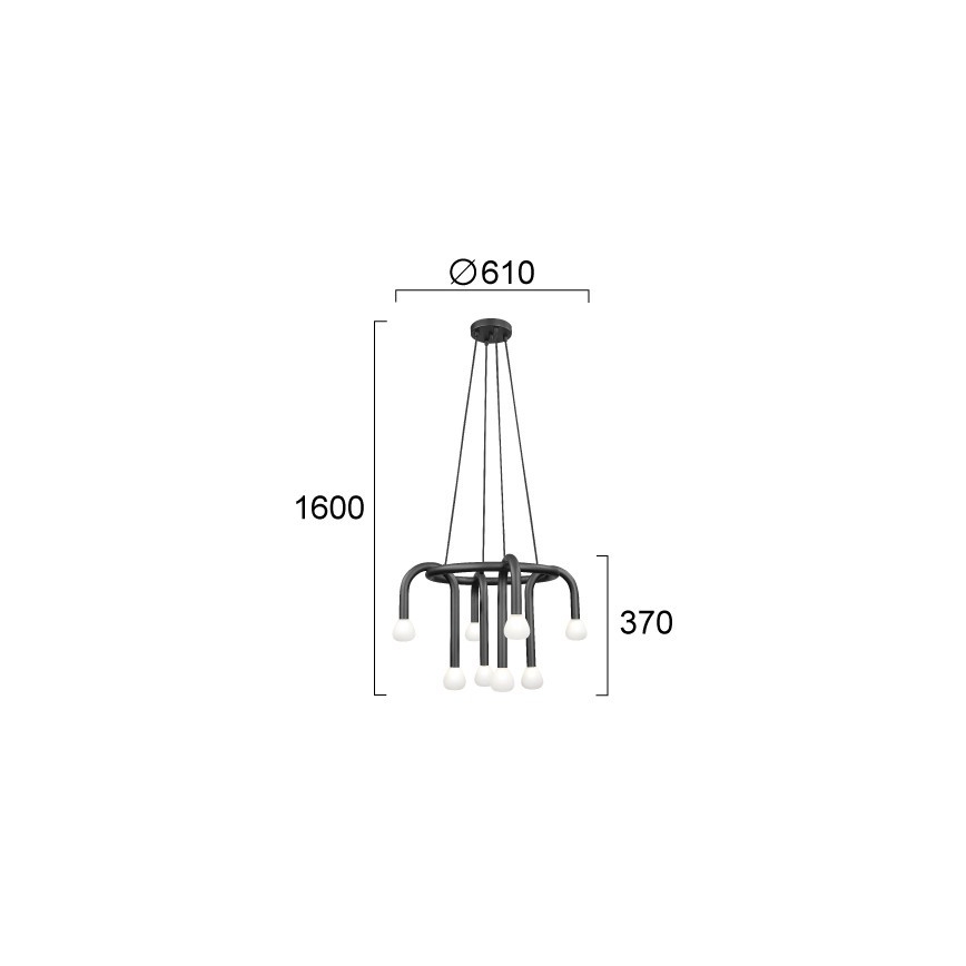 Lampadario a sospensione DELORI su cavo 8xG9/28W/230V nero