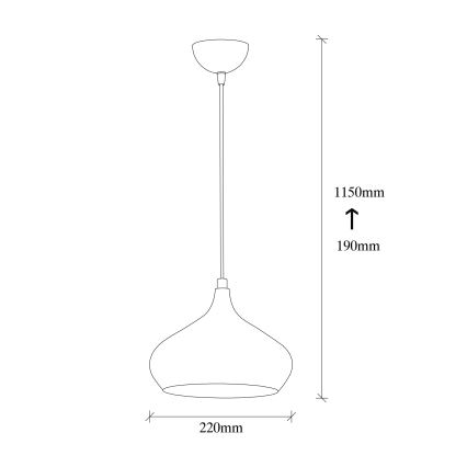Lampadario a sospensione DODO con cavo, 1xE27/40W/230V, cromo opaco