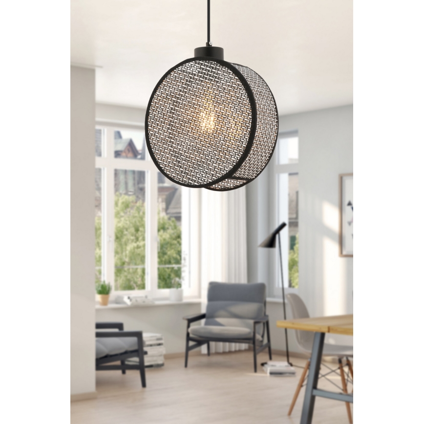Lampadario a sospensione DRUM 1xE27/60W/230V grigio/nero