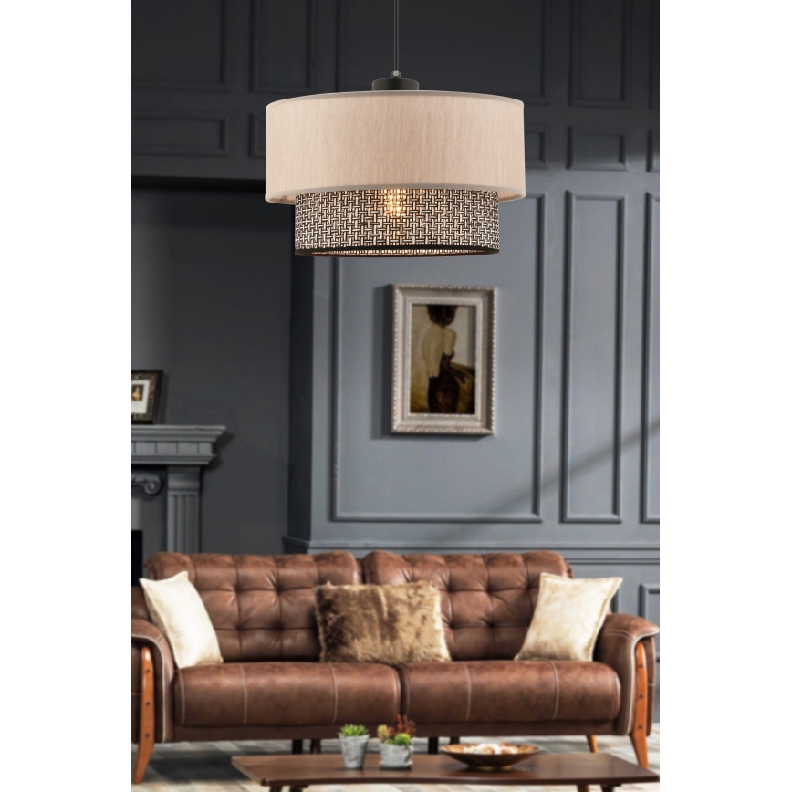 Lampadario a sospensione ECHO 1xE27/60W/230V beige/grigio chiaro