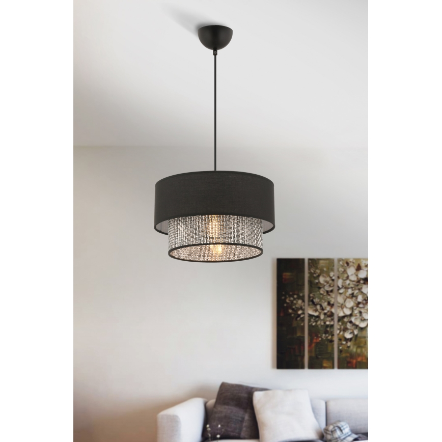 Lampadario a sospensione ECHO 1xE27/60W/230V nero/grigio