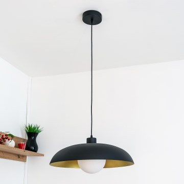 Lampadario a sospensione ECLIPSE 1xE27/15W/230V nero/oro